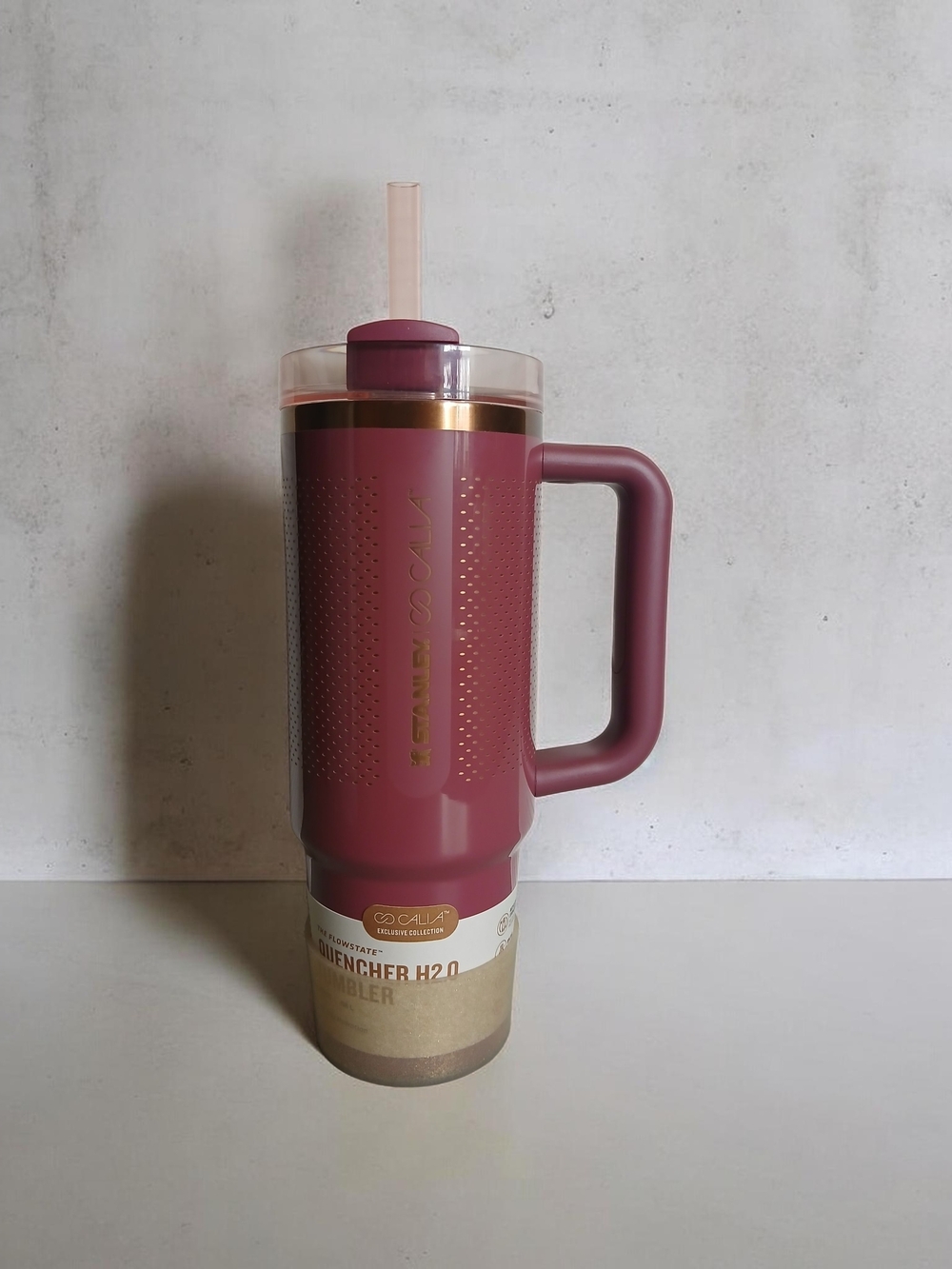 Insulated Straw Tumbler - Deep Berry with Gold Trim